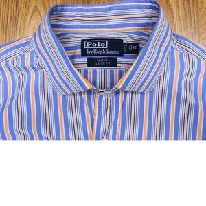 POLO RALPH LAUREN CLASSIC FIT 100% COTTON SHIRT BLUE STRIPE X-LARGE, XL